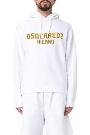 Dsquared2 Sweathshirts & Hoodies, Herre, Hvid, XL, Bomuld, Milan Hoodie til Mænd