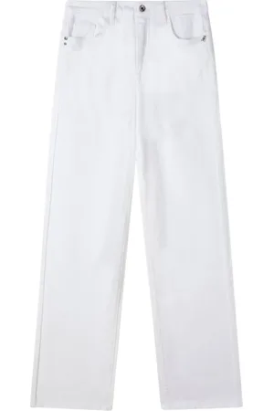 Patrizia Pepe Jeans, Dame, Hvid, W25, Læder, Hvid Slim Fit Straight Leg Jeans