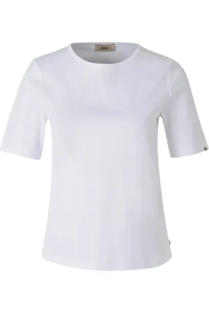 HERNO Top, Dame, Hvid, XL, Bomuld, Hvid kortærmet top med sideknap