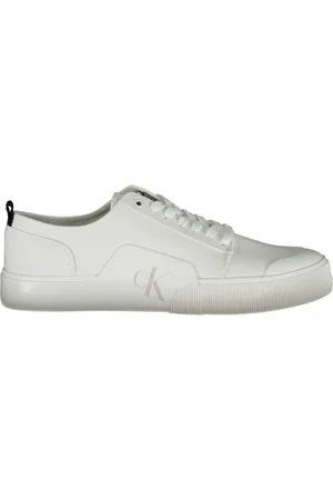 Calvin Klein Sko, Herre, Hvid, 41 EU, Uld, Sporty hvide sneakers med kontrastdetaljer