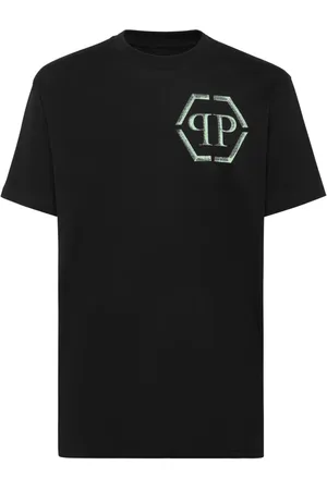 Philipp Plein Top, Herre, Sort, 4XL, Bomuld, Afslappet Bomuld T-Shirt
