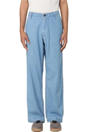 Emporio Armani Jeans, Herre, Blå, XL, Bomuld, Lysvaskede Wide Leg Jeans