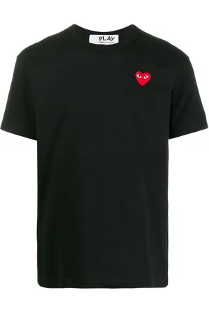 Comme des Garçons Top, Herre, Sort, M, Bomuld, Sort Play T-shirt med logo