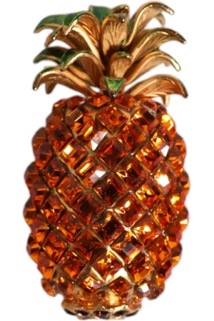 Dolce & Gabbana Tilbehør, Dame, Gul, ONE SIZE, Krystal Ananas Smykker Broche Pin