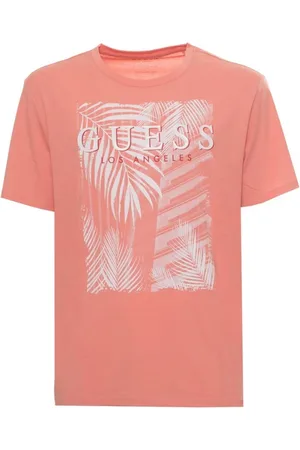 Guess Top, Herre, Lyserød, S, Bomuld, Mønstret Bomuld T-shirt med Logo