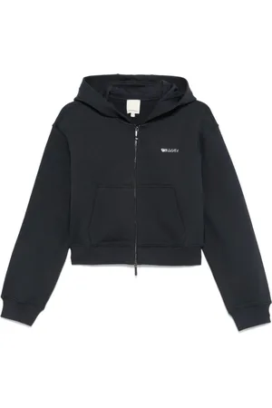 Emporio Armani Sweathshirts & Hoodies, Dame, Blå, S, Uld, Blå Sweater med Lynlåslommer