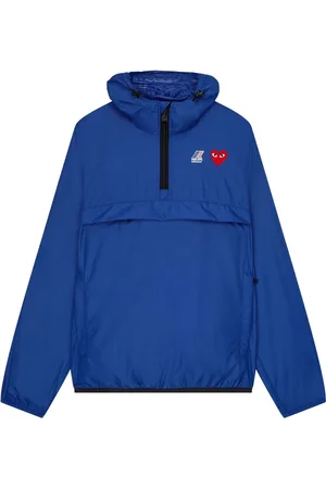 Comme des Garçons Jakke, Herre, Blå, 2XL, Uld, Blå Half Zip Jakke Vandafvisende