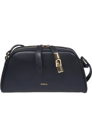Furla Taske, Dame, Sort, ONE SIZE, Uld, Sort Skuldertaske med Guld Lynlås