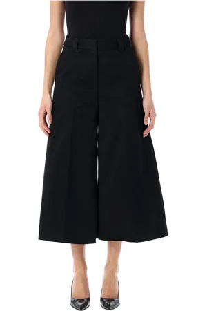 Thelatest Bukser, Dame, Sort, S, Bomuld, Sorte Wide-Leg Cropped Bomuld Bukser