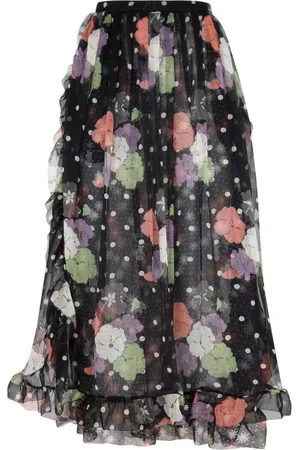 Etro Nederdel, Dame, Sort, S, Sort silkekjole med prikker
