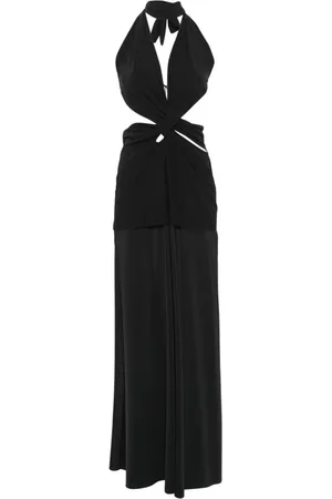 Amazuìn Kjole, Dame, Sort, ONE SIZE, Uld, Sort Halterneck Kjole med Cut-Out Detaljer