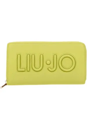 Liu Jo Tilbehør, Dame, Grøn, ONE SIZE, Læder, Gul lynlåspung med broderet logo