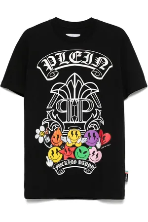 Philipp Plein Top, Herre, Sort, 2XL, Bomuld, Afslappet Bomuld T-Shirt