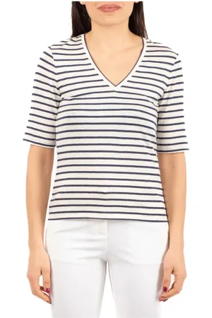Max Mara Top, Dame, Blå, M, Afslappet T-shirt til en