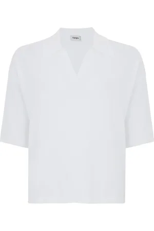 KANGRA CASHMERE Top, Dame, Hvid, M, Bomuld, Bianco T-shirt Klassisk Pasform Bomuld