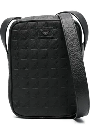 Emporio Armani Taske, Herre, Sort, ONE SIZE, Uld, Sort eksklusiv pung med justerbar rem