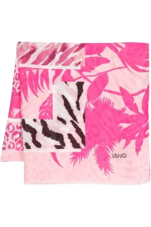 Liu Jo Tilbehør, Dame, Lyserød, ONE SIZE, Bambus, Blomstret Leopard Print Sjal Tørklæde