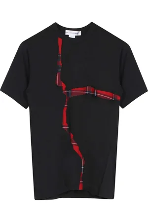 Comme des Garçons Top, Herre, Sort, M, Bomuld, Tartan-Check T-Shirt