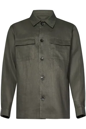 MICHAEL COAL Jakke, Herre, Grøn, M, Linned, Grøn Feljakke Militærstil
