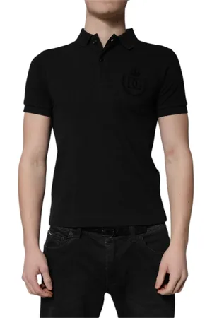 Dolce & Gabbana Top, Herre, Sort, XS, Bomuld, Sort Bomuld Logo Krave Polo T-shirt