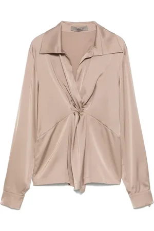 D.EXTERIOR Bluser & Skjorter, Dame, Brun, S, Satin, Satin Finish V-Neck Bluse