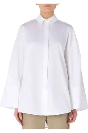 Max Mara Bluser & Skjorter, Dame, Hvid, M, Bomuld, Oversize Hvid Skjorte med Skjulte Knapper
