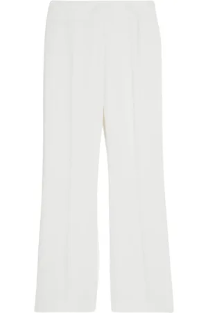 Max Mara Bukser, Dame, Hvid, L, Polyester, Bred Ben Flydende Bukser Estense