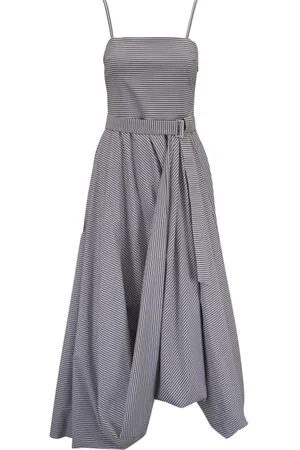 Brunello Cucinelli Kjole, Dame, Grå, S, Bomuld, Herbarium V-Neck Midi Kjole