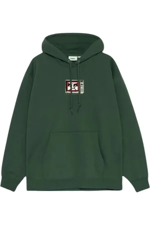 Obey Sweathshirts & Hoodies, Herre, Grøn, S, Bomuld, Rain forest hættetrøje med broderet logo