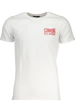Roberto Cavalli Top, Herre, Hvid, M, Bomuld, Hvid Bomuld Logo Print T-shirt