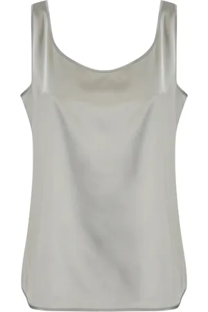 Max Mara Top, Dame, Grå, 2XL, Satin, Elegant Silke Top Pan - Grå