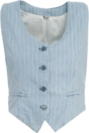 Liu Jo Jakke, Dame, Blå, S, Denim, Blå Pinstripet Denim Vest V-Hals