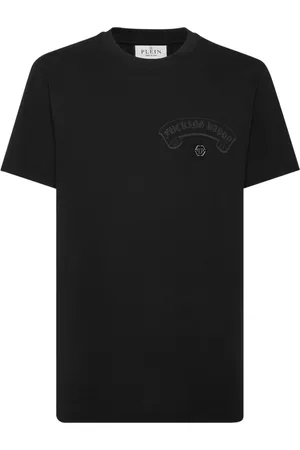 Philipp Plein Top, Herre, Sort, XL, Bomuld, Afslappet Bomuld T-Shirt