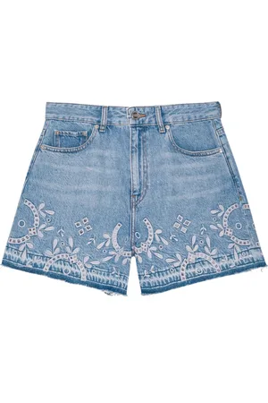 Ganni Shorts, Dame, Blå, W26, Denim, Blå Broderie Anglaise Denim Shorts