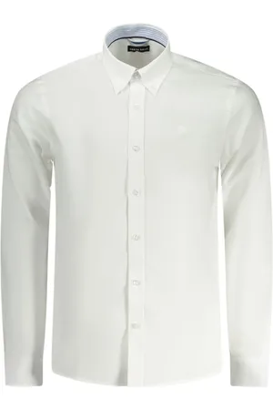 North Sails Skjorte, Herre, Hvid, XL, Bomuld, Broderet bomuldsskjorte med kontrastmanchetter