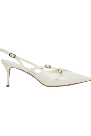 Estro Sko, Dame, , 39 EU, Læder, Kvinders Lyse Slingback Pumps lavet af Patent Ægte Læder