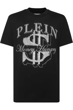 Philipp Plein Top, Herre, Sort, 2XL, Bomuld, Afslappet bomuldst-shirt i sort