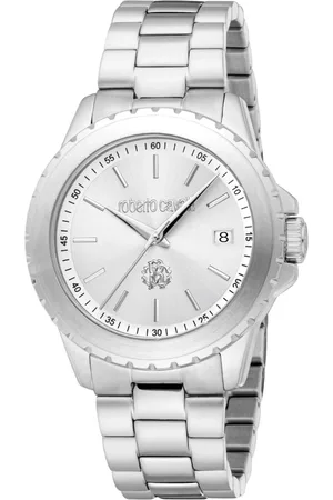 Roberto Cavalli Tilbehør, Herre, Grå, ONE SIZE, Uld, Elegant Quartz Analogur med Dato