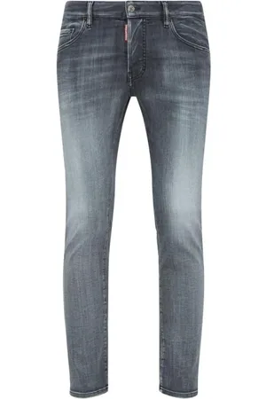 Dsquared2 Jeans, Herre, Grå, L, Bomuld, Grå Skater Jeans med Logo Patch