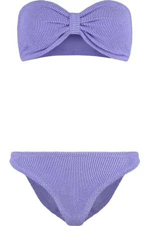 Hunza G Badetøj, Dame, Lilla, ONE SIZE, Uld, Ensfarvet Elastisk Bikini