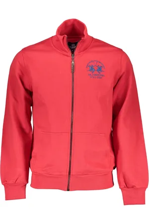 La Martina Sweathshirts & Hoodies, Herre, Rød, L, Uld, Rød Zip-Up Sweater med Broderi