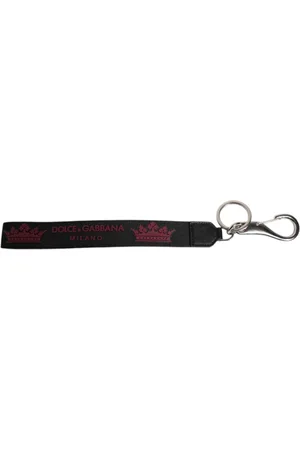 Dolce & Gabbana Tilbehør, Herre, Sort, ONE SIZE, Nylon, Sort Nylon Logo DG Crown Nøglering