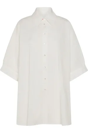 MOMONÍ Bluser & Skjorter, Dame, Hvid, XS, Poplin 3/4 Ærme Oversized Skjorte