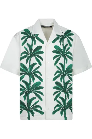 Jacquemus Skjorte, Herre, Hvid, S, Bomuld, Hvid Palmblad Print Skjorte