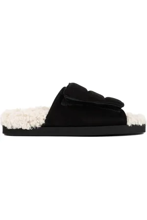 Gia Borghini Sko, Dame, Sort, 36 EU, Uld, Sorte Sandaler med Falsk Shearling Foring