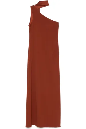 ‎Taller Marmo‎ Kjole, Dame, Rød, M, Uld, Bordeaux One-Shoulder Kjole med Tørklæde Detaljer