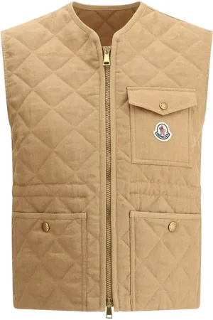 Moncler Jakke, Dame, Brun, S, Linned, Quiltet Polstret Vest med Frontlommer