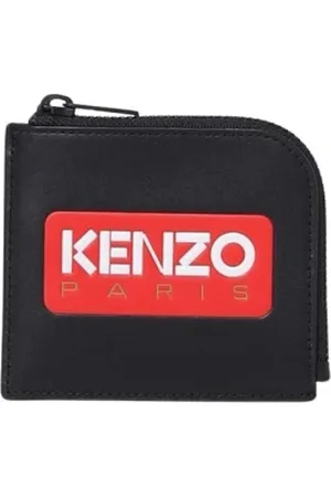 Kenzo Tilbehør, Herre, Sort, ONE SIZE, Læder, Sort Læder ZipAround Pung Mænd