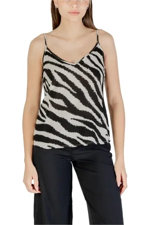 VERO MODA Top, Dame, Flerfarvet, M, Uld, Sort V-Neck Strappy Top med Viskose