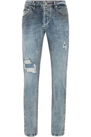 Philipp Plein Jeans, Herre, Blå, W34, Uld, Stilfulde Denim Jeans til Mænd